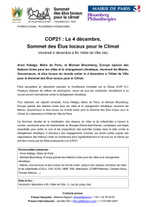 COP21 - Le 4 décembre, Sommet des Élus locaux pour le