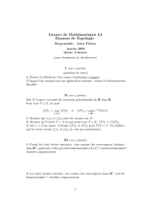 Licence de Mathématiques L3 Examen de Topologie