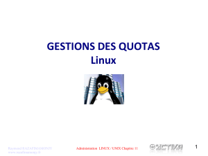 GESTIONS DES QUOTAS UTILISATEURS UNIX/LINUX CHAPITRE