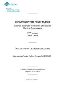 DÉPARTEMENT DE PSYCHOLOGIE Licence Sciences Humaines