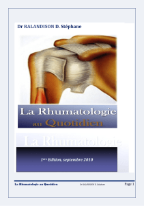 La rhumatologie au quotidien  - Faculté de Médecine Antananarivo
