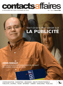 LA PUBLICITÉ - Contacts Affaires