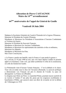 Allocution de Pierre CASTAGNOU Maire du 14 arrondissement 64