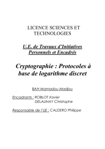 Cryptographie : Protocoles à base de logarithme discret