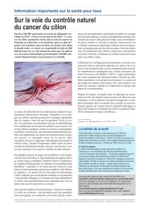Edition 09: Sur la voie du contrôle naturel du cancer du côlon