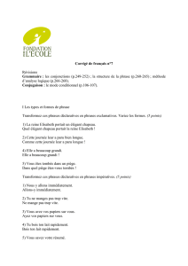 Corrigé de français n°7 Révisions Grammaire : les conjonctions (p