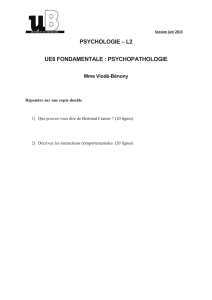 PSYCHOLOGIE – L2 UE6 FONDAMENTALE : PSYCHOPATHOLOGIE
