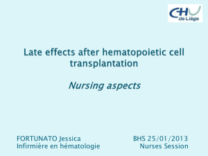 Late effects after hematopoietic cell transplantation Nursing aspects