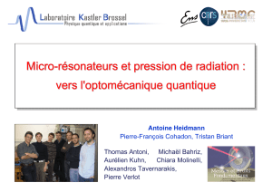 Micro-résonateurs et pression de radiation : vers l`optomécanique