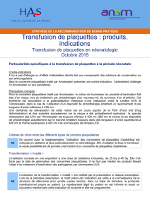 Transfusion de plaquettes en néonatologie