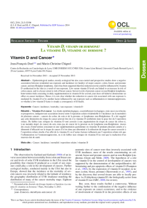 Vitamin D and Cancer - OCL - Oilseeds and fats, Crops and Lipids