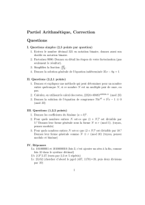 Partiel Arithmétique, Correction Questions