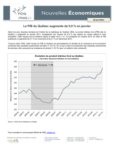 Le PIB du Québec augmente de 0,9 % en janvier