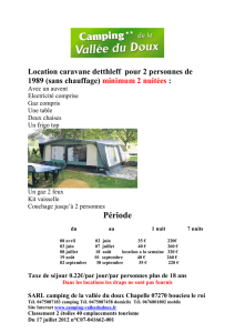 fiche tarifs - Camping Vallée du Doux
