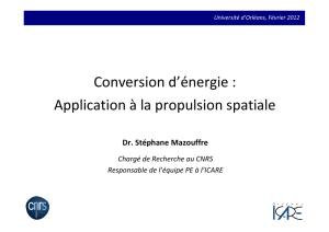 Conversion d`énergie : Application à la propulsion spatiale