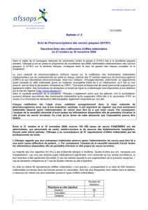 Bulletin de pharmaco-vigilance vaccination H1N1 n°2