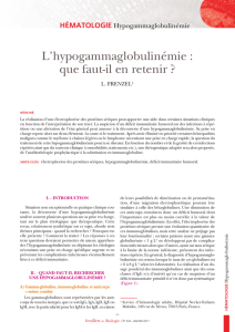 L`hypogammaglobulinémie - Laboratoires d`analyses médicales