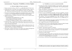 Programme : Probabilités et révisions d`algèbre