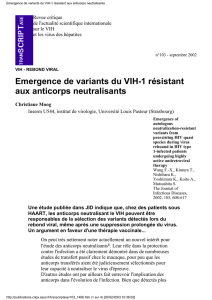 Emergence de variants du VIH-1 résistant aux anticorps neutralisants