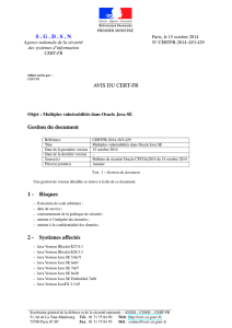 SGDSN AVIS DU CERT-FR Gestion du document 1