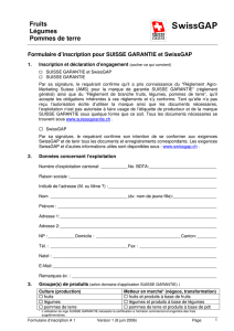 Formulaire d`inscription pour Suisse Garantie et SwissGAP