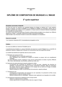 DIPLÔME DE COMPOSITION DE MUSIQUE A L`IMAGE 3 cycle