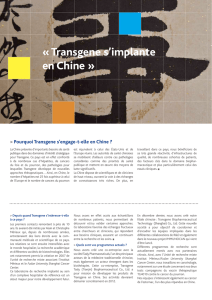 « Transgene s`implante en Chine »