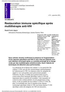 Restauration immune spécifique après multithérapie anti-VIH