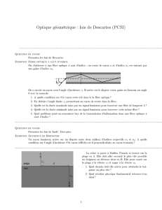 Optique géométrique : lois de Descartes (PCSI)