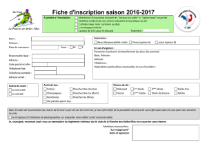 Fiche d`inscription saison 2016-2017
