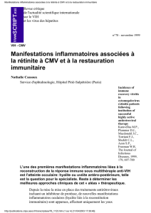 Manifestations inflammatoires associées à la rétinite à CMV et à la