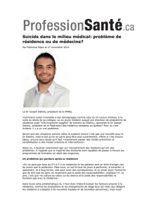 Suicide dans le milieu médical - Fédération des médecins résidents
