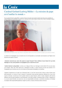Cardinal Gerhard Ludwig Müller: « La mission du pape est d`unifier