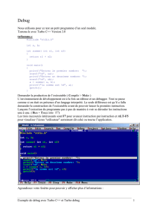 Exemple de debug avec Turbo C++ et Turbo