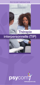 Plaquette "Thérapie interpersonnelle (TIP)"