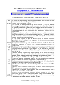 Examen du 11 mai 2007 suivi du corrigé