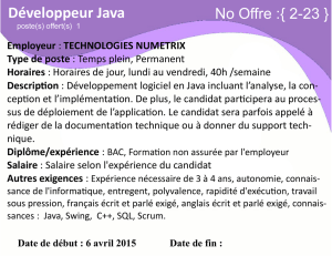 Développeur Java - Sherbrooke Innopole