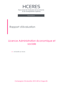 Evaluation de la licence Admistration économique et