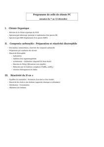 Programme de colle de chimie PC I. Chimie Organique II. Composés