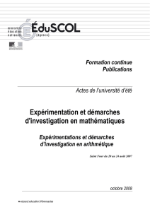 «Expérimentation et démarche d`investigation en mathématiques»