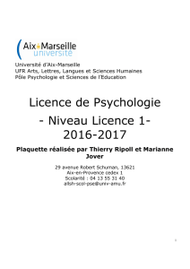 Plaquette de licence 1 psychologie - allsh - Aix