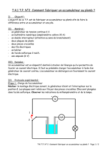 T41 T.P. N° 2 Comment fabriquer un accumulateur au plomb