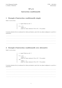TP n˚2 Instruction conditionnelle 1 Exemple d`instruction