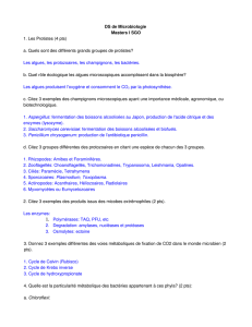 DS de Microbiologie Masters I SGO 1. Les Protistes (4