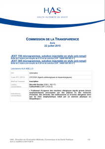 Avis de la commission de la transparence 2015 et 2011