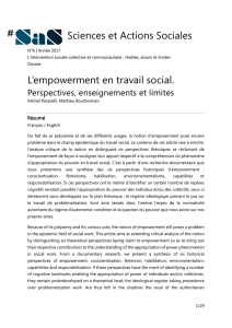 Sciences et Actions Sociales L`empowerment en travail social.