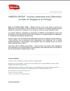 HiMedia Group : Nouveau partenariat avec Dailymotion en Italie, en