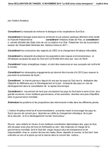 3ème DECLARATION DE TANGER, 13 NOVEMBRE 2010 "Le SUD