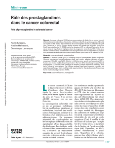 Roˆ le des prostaglandines dans le cancer colorectal