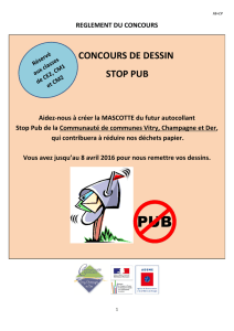 Bulletin de participation : concours de dessin STOP PUB